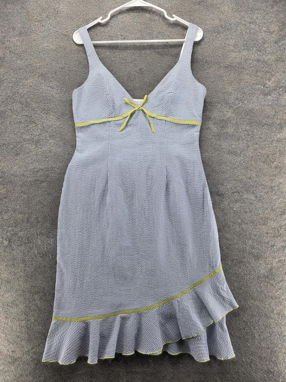 Elizabeth Wayman Dress Womens 10 Blue Knee Length Fit & Flare Sundress V-Neck